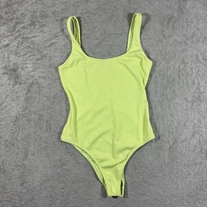 Aerie One Piece Cheeky Swimsuit Size M Neon Lime Ribbed Spring Break ResortS